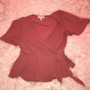 Blush wrap blouse